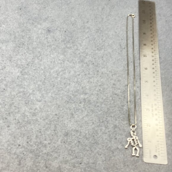 Halloween Articulated Skeleton Necklace Pendant 18 In Silver Rhinestone Bling - Picture 5 of 12